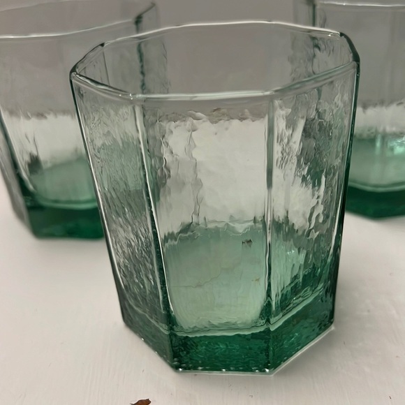 Libby Facets Green MCM Octagon Rock Glasses Set of 4 - Picture 3 of 6